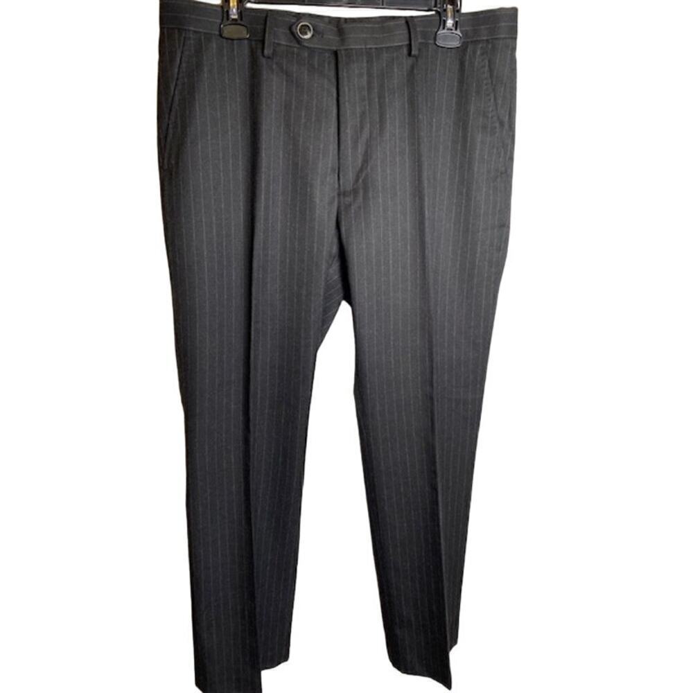 Marc Anthony Men 34×30 Slim Fit Black/White Flat Front Dress Slacks Pants